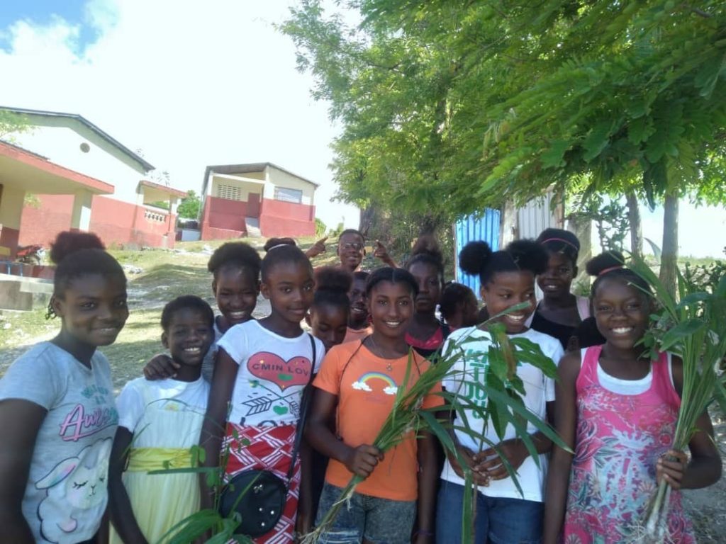 A group of children holding plants in their hands.