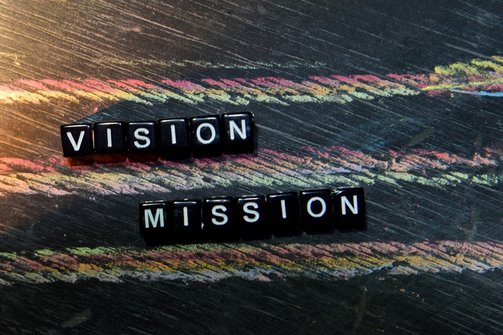 A close up of the words vision and mission