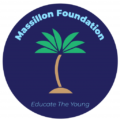 A blue circle with the words massillon foundation and a palm tree.