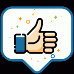 A thumbs up icon with colorful stars around it.