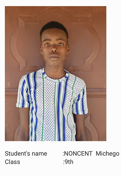 A young man standing in front of a brown wall.